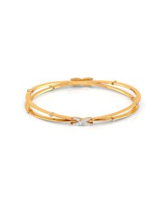 Marquise Diamond Gold Bangle with Leaf-Inspired Design