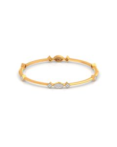 Dual-Tone Gold Bangle with Diamond Geometric Motifs