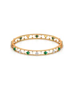 Vibrant Gold Bangle with Intricate Gemstone and Diamond Detailing