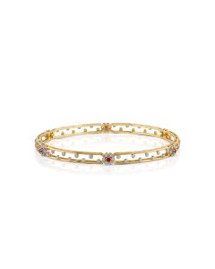 Dual Tone Diamond Bangle with Textured Elegance