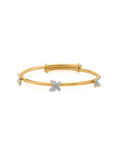 Open Diamond Bangle with Minimalist Butterfly-Inspired Accents
