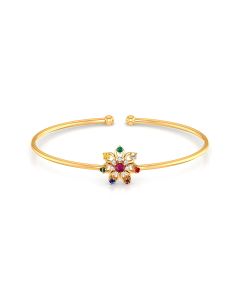 Floral Navratna Cuff with Gemstones