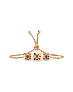 Heart Motif Navratna Adjustable Bracelet