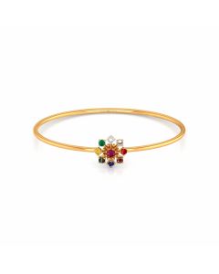 Petite Floral Navratna Cuff Bracelet