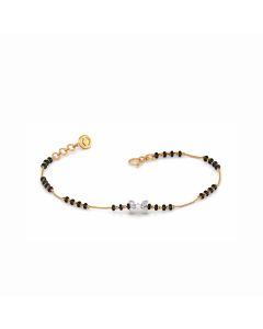 Butterfly Diamond Charm Black Bead Bracelet