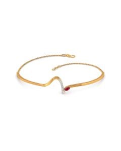 Ruby and Diamond Bracelet with Curved Gold Band