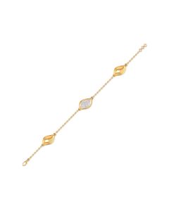 Geometric Diamond Gold Bracelet with Open Link Design