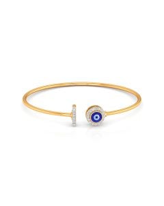 Evil Eye Gold Bangle with Diamond Accents