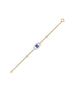 Evil Eye Bracelet with Diamond and Blue Sapphire Detailing