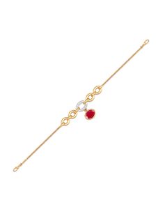 Dual Gemstone Bracelet with Red Bead and Diamond Detailing