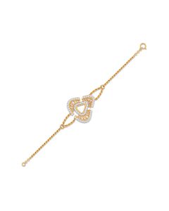 Diamond-Studded Triangular Gold Bracelet with Chain Link