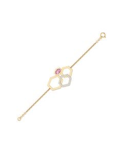 Hexagon Gold Bracelet with Diamond and Gemstone Accents