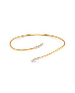 Open-Ended Gold Bangle with Pavé Diamond Accents