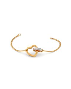 Heart Charm Gold Bracelet with Diamond Pavé Detailing