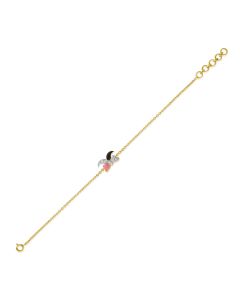 Moustache Gold Bracelet with Diamond Whimsy and Charm