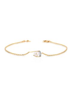 Minimalist Gold Bar Diamond & Pearl Bracelet