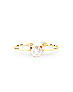 Kitty Smile Gold Bracelet with Pink Enamel Charm