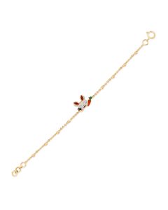Bunny and Carrot Gold Bracelet with White Enamel