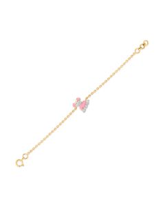 Gift & Bow Gold Bracelet with Pink Enamel Charm