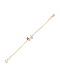Baby Stroller Gold Bracelet with Dual Pink Enamel