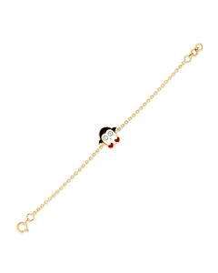 Heart Feet Penguin Gold Bracelet with Enamel Charm