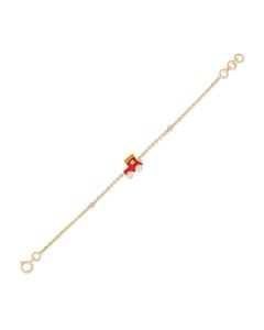 Red Car Gold Bracelet with White Enamel Wheels