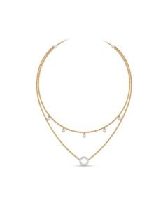 Dual Layer Diamond Circle Pendant Chain