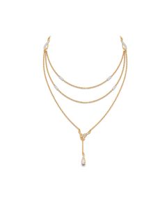 Layered Gold Chain Necklace with Pear-Shaped Diamond Pendant