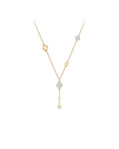 Geometric Gold Necklace with Diamond Kite-Shaped Pendants