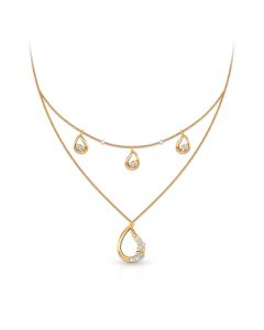 Teardrop Diamond and Gold Necklace with Delicate Chain