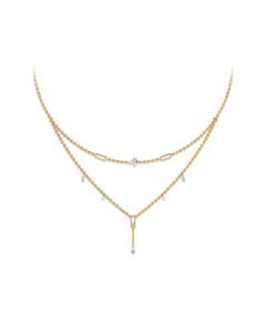 Layered Gold Necklace with Diamond and Teardrop Pendants