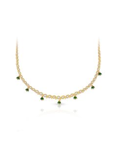 Diamond and Green Enamel Necklace