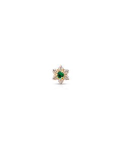 Diamond-Accented Emerald Floral Nose Pin