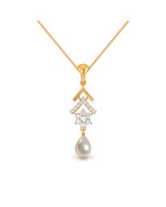 Pearl Drop Criss-Cross Diamond Pendant