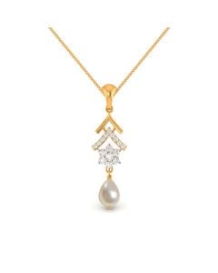 Pearl Drop Criss-Cross Diamond Pendant