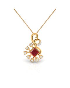 Radiating Ruby Stylish Diamond Pendant