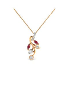 Glossy Ruby Vine Diamond Pendant