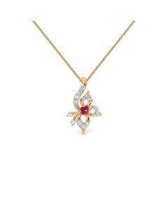 Dazzling Ruby Flower Diamond Pendant