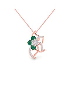 Emerald Flower Diamond Pendant