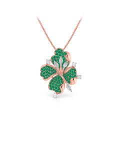 Grand Emerald Flower Diamond Pendant