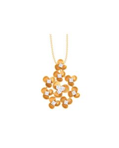 Remarkable Gold Floral Diamond Pendant