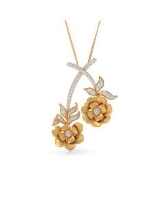 Floral Twin Blossom Pendant with Diamond Highlights