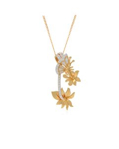 Dual Floral Pendant with Diamond and Gold Elements