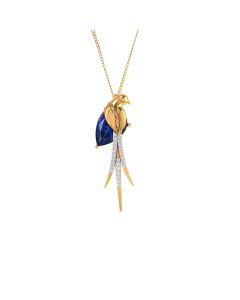 Blue Gem Parrot Pendant with Diamond Highlights