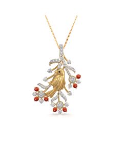 Bird Pendant with Diamond and Ruby Detailing