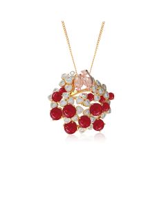 Floral Pendant with Ruby and Diamond Embellishments