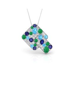 Mosaic Emerald Sapphire Pendant