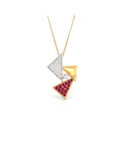 Triangular Pendant with Ruby and Diamond Detailing