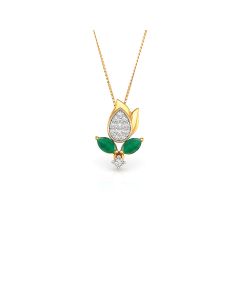 Floral-Inspired Pendant with Emerald and Diamond Petals