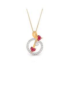 Circle Pendant with Ruby and Diamond Accents